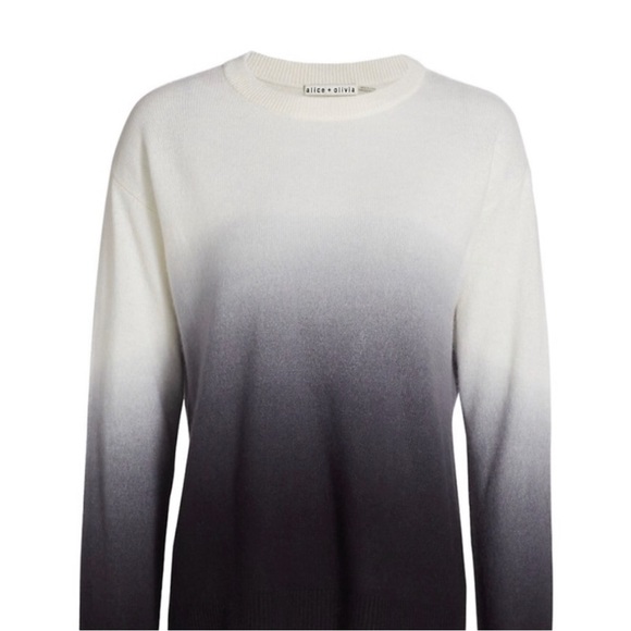 Alice + Olivia Sweaters - BNWT Alice + Olivia Gleeson Dip Dye Cashmere Pullover, Black/White Ombré | Sz L